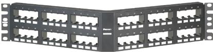 Panduit-CPPA48FMWBLY Connector Accessories Mini-Com Angled 48 Port Flush Mount Modular Patch Panel