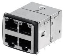 Bel Fuse-G53-48NV-010P Steckverbinder, Telefon und Telekommunikation Conn RJ-45 RCP 32 POS 1.27mm Press Fit RA Thru-Hole 48 Terminal 4 Port