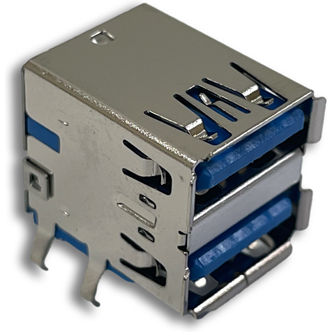 Switchcraft-RAHPC2UA30E Connector USB Conn USB 3.0 Type A RCP/RCP 9/9 POS 0.5mm/1mm Solder RA Thru-Hole 18 Terminal 2 Port Tray