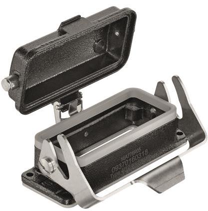 HARTING-09370160318 Schrumpfbalgenadapter Bulkhead Mount Housing 180° 16B Shell Size Powder Die Cast Aluminum Single Lock