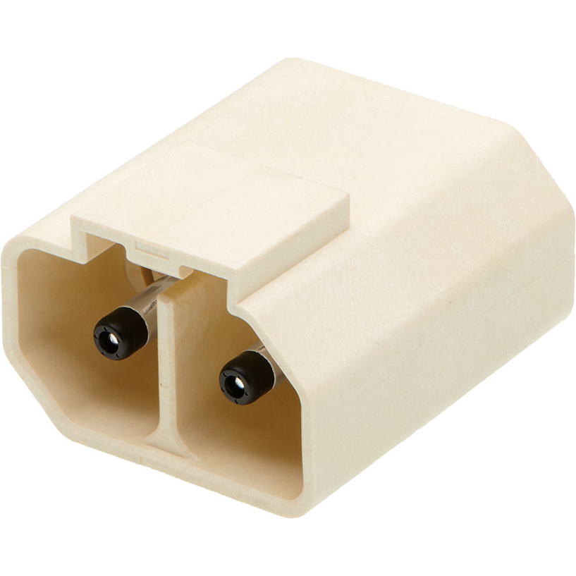 Molex-2218873322 Raccordement d'alimentation PowerWize 3.40mm, 2-circuit, Solder Tail, Mechanical Keying Option 2, Color Coded Natural, Right Angle Header, Tray