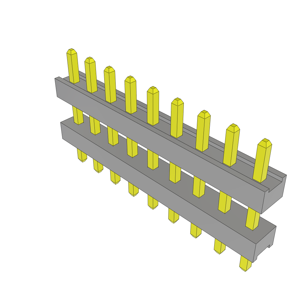 Samtec-TW-09-02-F-S-205-085 Cabezales del conector y receptáculos PCB Conn Board Stacker HDR 9 POS 2mm Solder ST Top Entry Thru-Hole Bulk