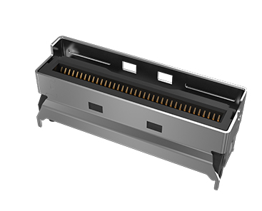 Amphenol Communications Solutions-G42V12312HR Steckverbinder, Kartenrand Mini Cool Edge IO, High Speed Input Output Connectors, PAM4, 56G, 112G, SMT, Vertical, 74 Pin, PCIe, SAS, SFP, NVMe, High Speed, cable, dual, card