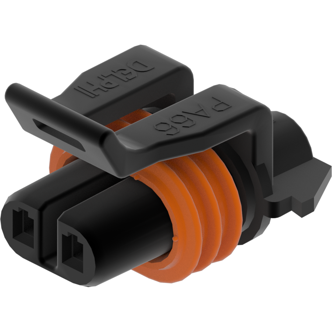 Delphi-12129924 Einzeladersteckverbinder, Gehäuse Conn Housing RCP 2 POS Crimp ST Cable Mount Black