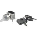 Switch Key Lock ON None (ON) SPDT 90° Flat Key 0.1A 28VAC 28VDC 0.4VA PC Pins 30000Cycles Bracket Mount/Through Hole