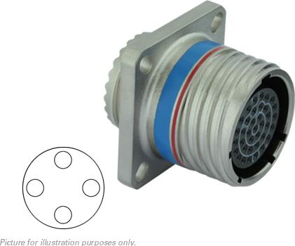 SOURIAU-8D021M48BN Connecteur circulaire Conn Circular SKT 4 POS Crimp ST Flange Mount 4 Terminal 1 Port