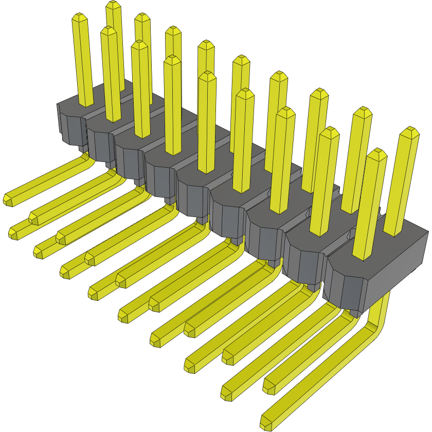 Samtec-TSW-109-22-T-D-RA Steckverbinderleisten und Leiterplattenbuchsen Conn Unshrouded Header HDR 18 POS 2.54mm Solder RA Side Entry Thru-Hole Bulk