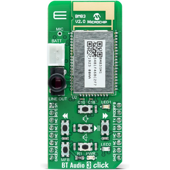 MikroElektronika-MIKROE-4947 RF/Drahtlos-Entwicklungsplatinen und Kits BM83 Bluetooth Click Board