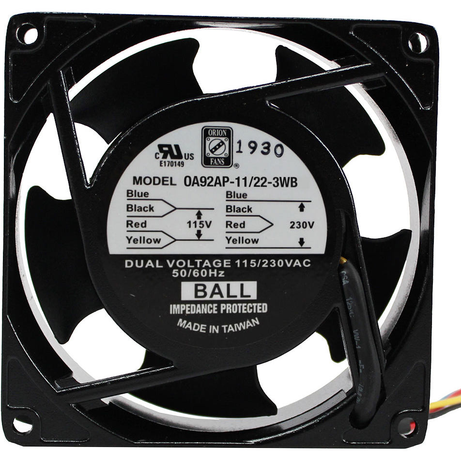 ORION FANS-OA92AP-11/22-3WB Sopladores y ventiladores AC Fan Axial Ball Bearing 115V/230V 80V to 260V 22CFM 19dB 92 X 92 X 26mm Low Speed