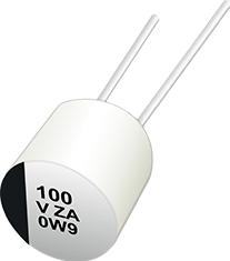 Panasonic-EEH-AZA1E151B Condensatore in alluminio polimerico Cap Aluminum Polymer Hybrid 150uF 25VDC 20%( 8 X 9.5mm) Radial 3.5mm 0.027 Ohm 2.3A 10000h 105°C Automotive Ammo