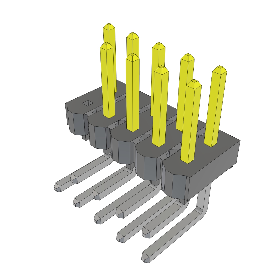 Samtec-HTSW-105-08-L-D-RA-001 Connector Headers and PCB Receptacles Conn Unshrouded Header HDR 10 POS 2.54mm Solder RA Side Entry Thru-Hole Bulk