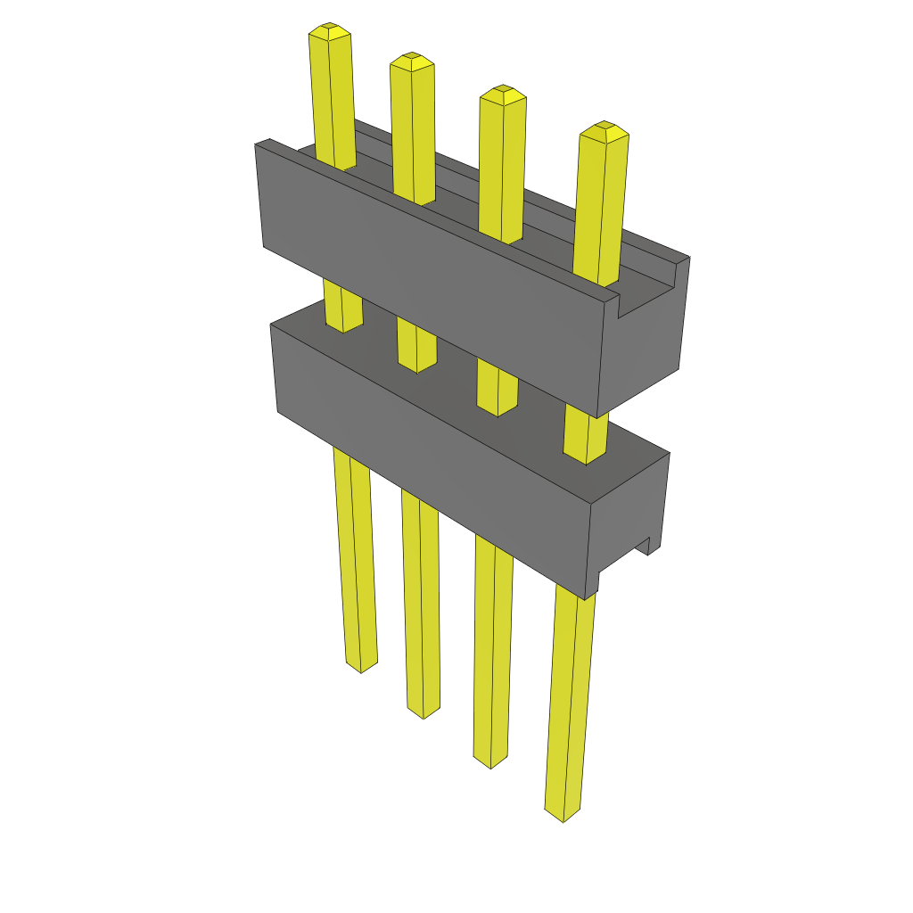 Samtec-ZW-04-09-S-S-281-344 Connector Headers and PCB Receptacles Conn Board Stacker HDR 4 POS 2.54mm Solder ST Top Entry Thru-Hole Bulk