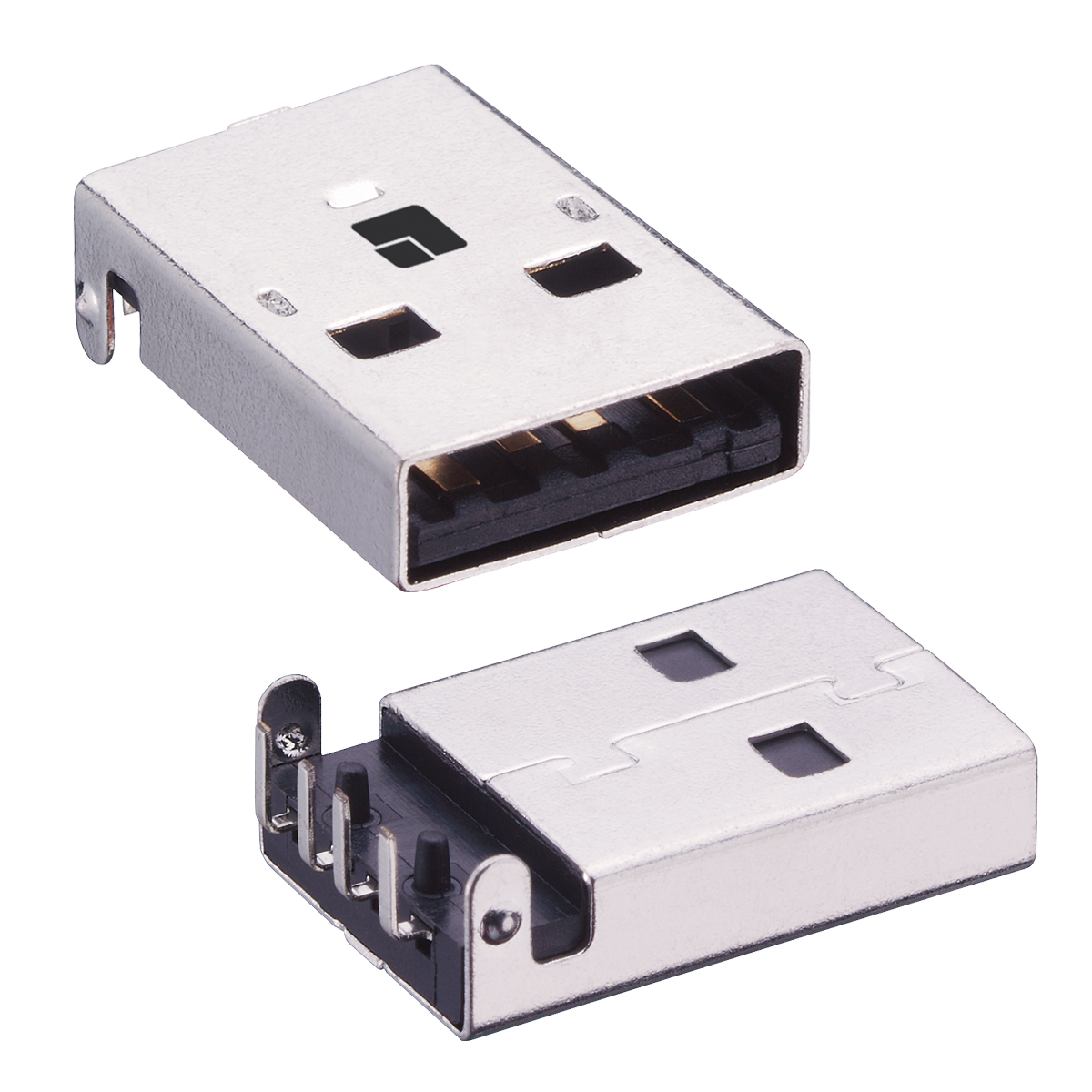 Lumberg-2410 08 Connector USB Conn USB 2.0 Type A PL 4 POS 2mm/2.5mm Solder RA Thru-Hole 4 Terminal 1 Port