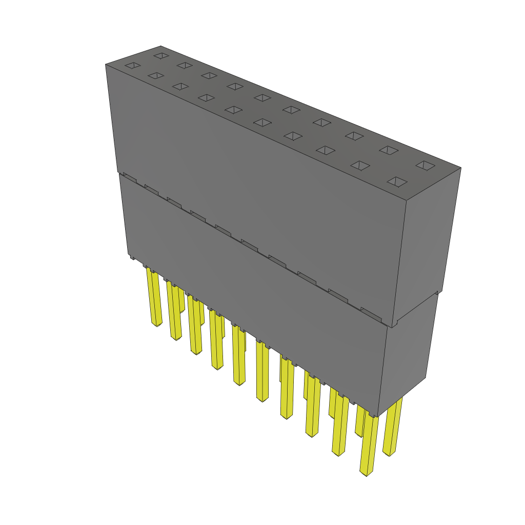 Samtec-ESQ-110-59-G-D Cabezales del conector y receptáculos PCB Conn Elevated Socket SKT 20 POS 2.54mm Solder ST Top Entry Thru-Hole Tube
