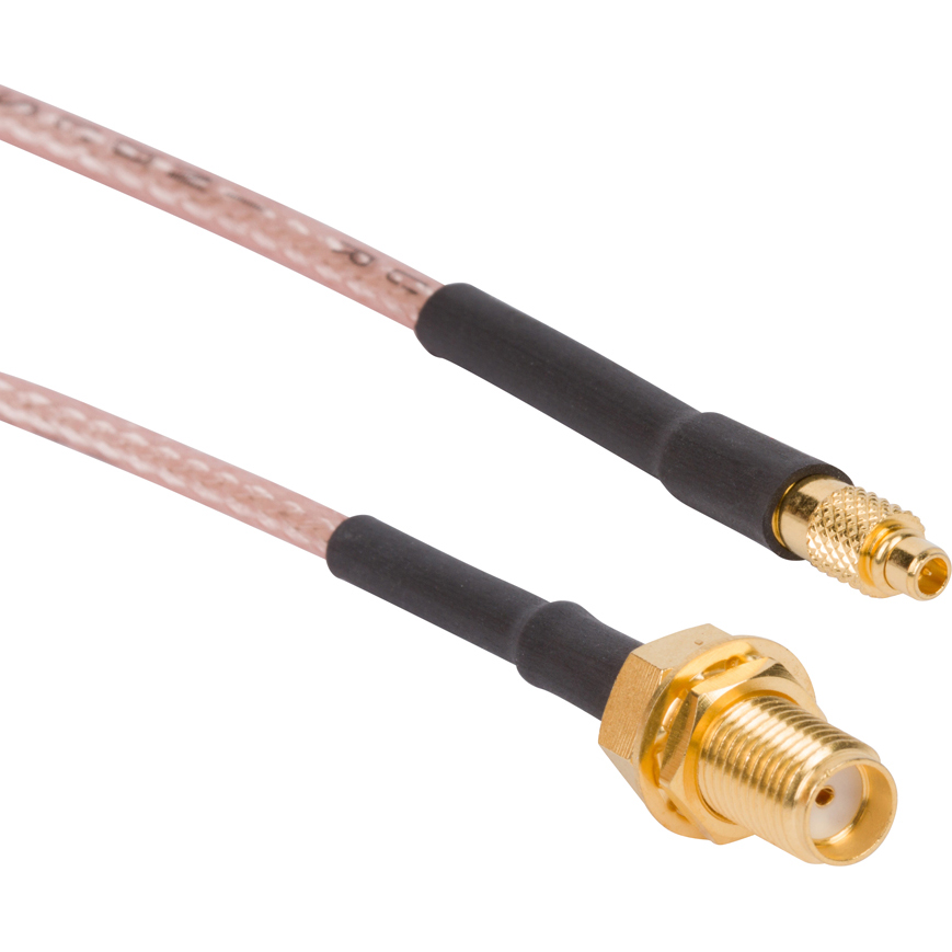 Amphenol RF-095-902-529-016 Montaje de cables coaxial RF Cable Assembly MMCX Straight Plug to SMA Straight Bulkhead Jack RG-316 16 Inch Length 50 Ohms