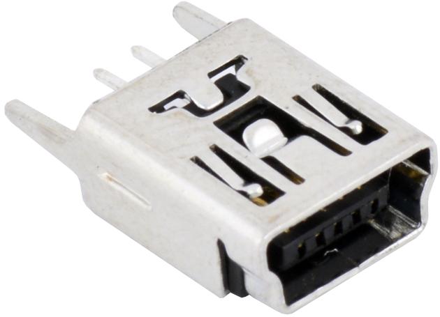 Tensility International-54-00023 Connector USB Conn Mini USB Type B RCP 5 POS 0.8mm Solder ST Thru-Hole 5 Terminal 1 Port