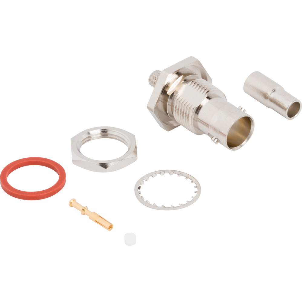 Amphenol RF-031-70566-12G RF-Steckverbinder Conn BNC 0Hz to 12GHz 75Ohm Crimp ST Panel Mount F Gold Bag