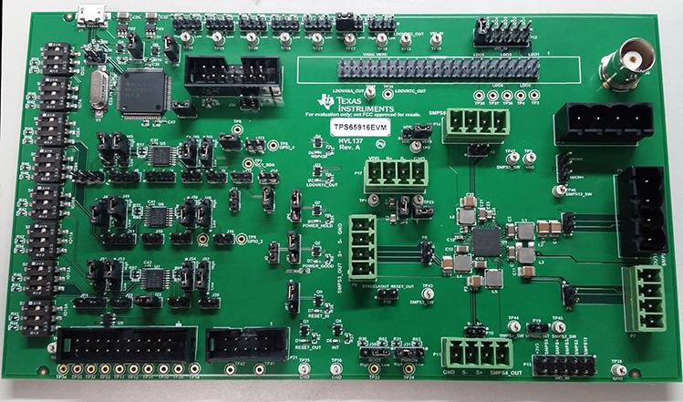 Texas Instruments-TPS65916EVM 电源管理开发电路板和套件 TPS65916 PMIC Solution 0.7V to 3.3V Output Evaluation Board