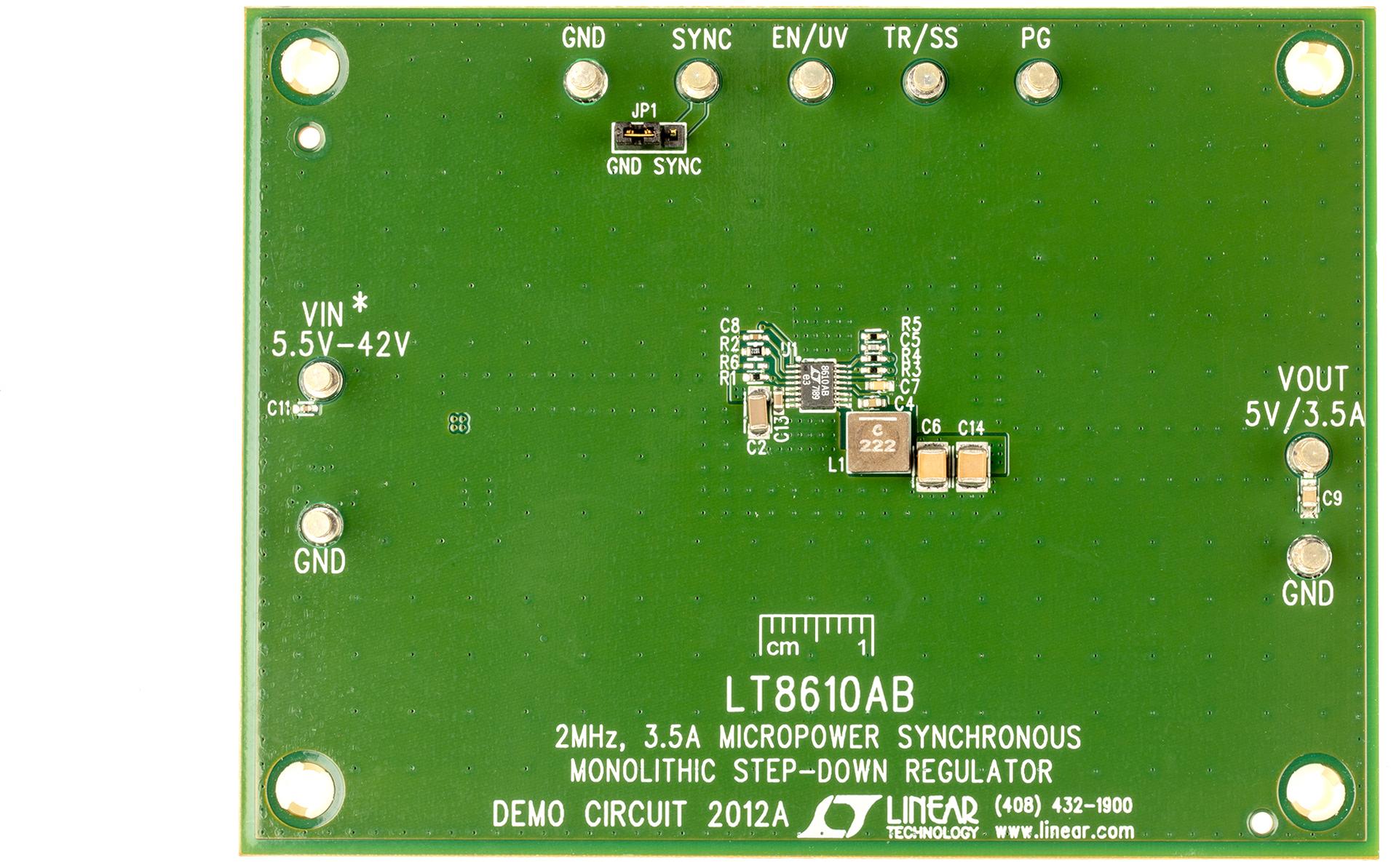 Analog Devices-DC2012A Energiemanagement, Entwicklungsplatinen und -kits LT8610AB Demo Board, Micropower Synchronous Buck, High Efficiency Burst Mode, 5.5V ≤ VIN ≤ 42V, VOUT = 5V @ 3.5A
