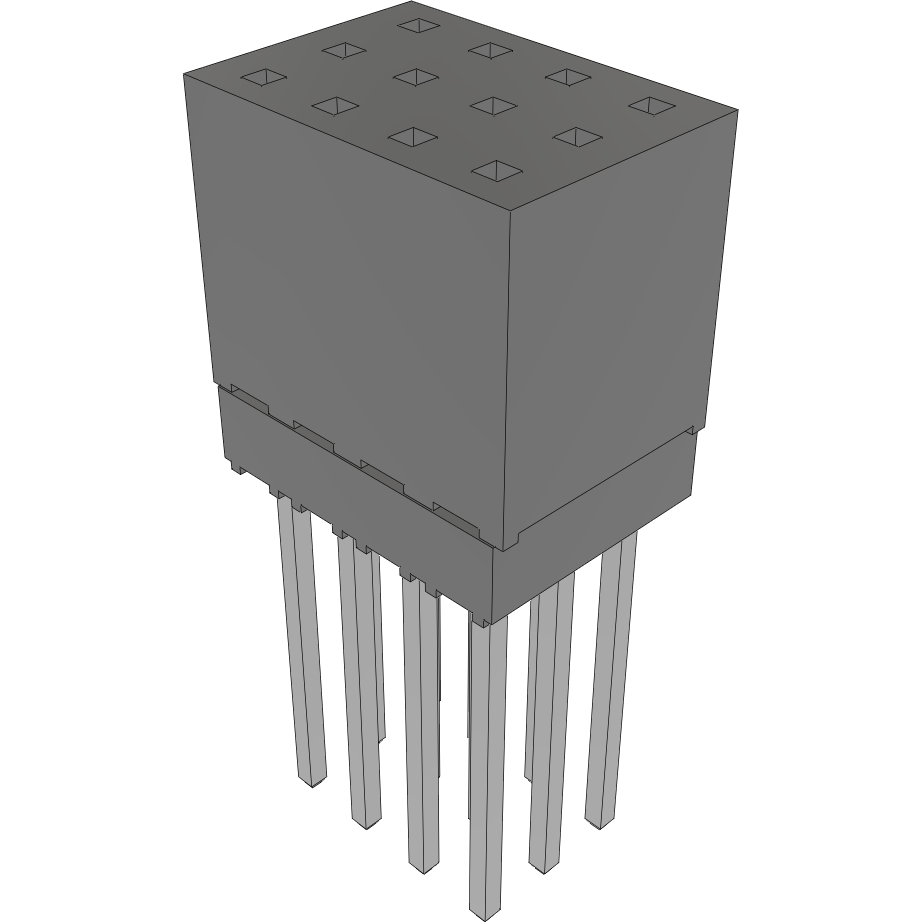 Samtec-ESQ-104-14-L-T Cabezales del conector y receptáculos PCB Conn Elevated Socket SKT 12 POS 2.54mm Solder ST Top Entry Thru-Hole Bulk