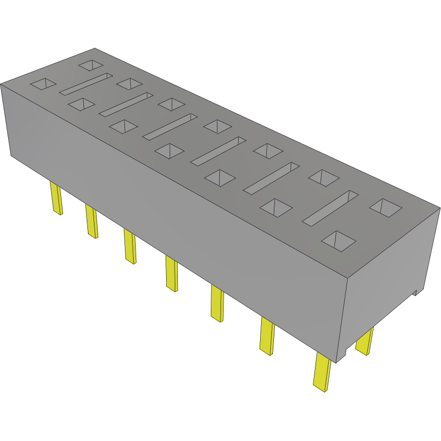 Samtec-HLE-107-02-G-DV-TE Steckverbinderleisten und Leiterplattenbuchsen Conn Socket Strip SKT 14 POS 2.54mm Solder ST Top Entry Thru-Hole Tube