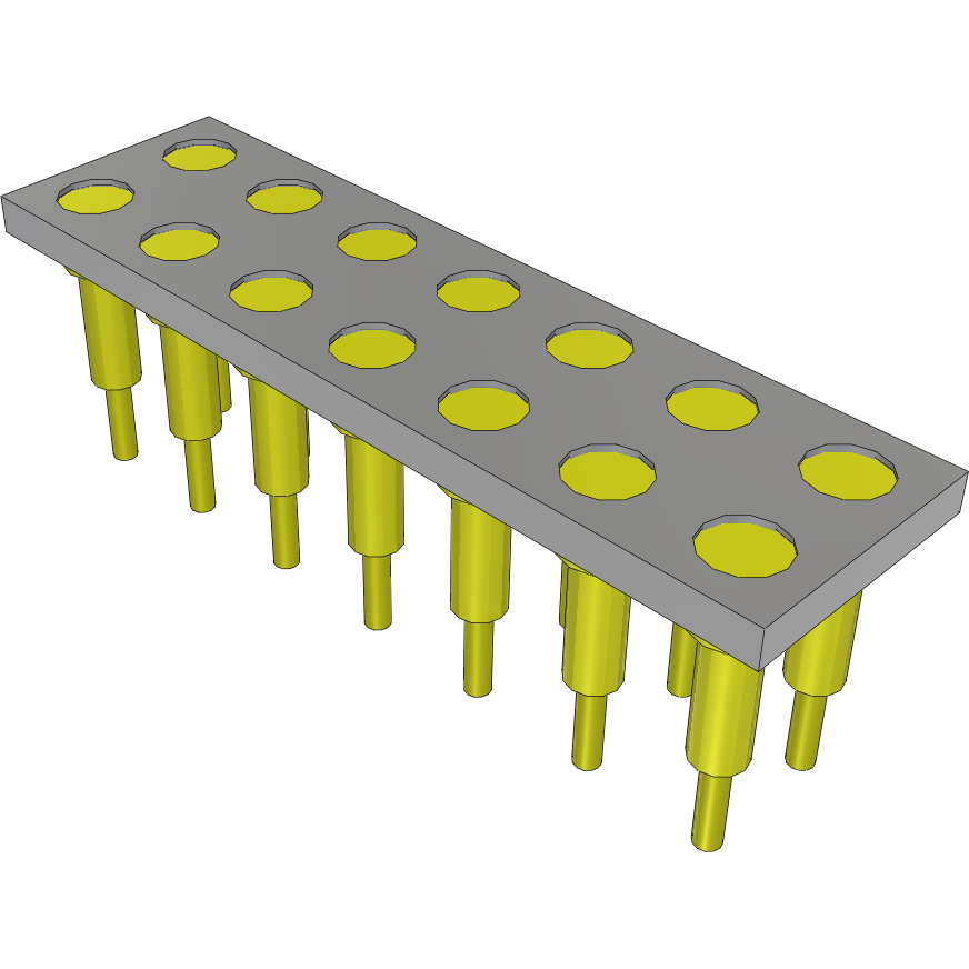 Samtec-HLS-0207-T-10 Cabezales del conector y receptáculos PCB Conn Socket Strip SKT 14 POS 2.54mm Solder ST Top Entry Thru-Hole Tube