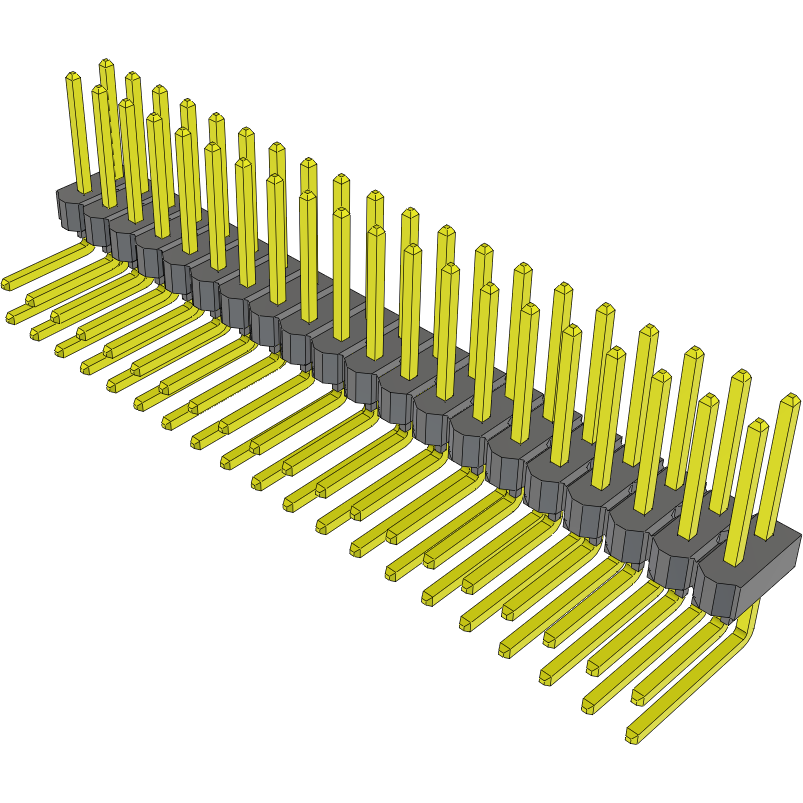 Samtec-TSW-120-16-G-D-RA Cabezales del conector y receptáculos PCB Conn Unshrouded Header HDR 40 POS 2.54mm Solder RA Side Entry Thru-Hole Bulk