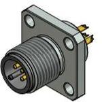 Male socket M12x1 with soldering contact, with square and sealing