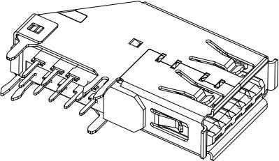 Amphenol Communications Solutions-GSB31D13041H2HR Connector USB Conn USB 3.0 Type A RCP 9 POS 2mm/2.5mm Solder RA Thru-Hole 9 Terminal 1 Port Tray