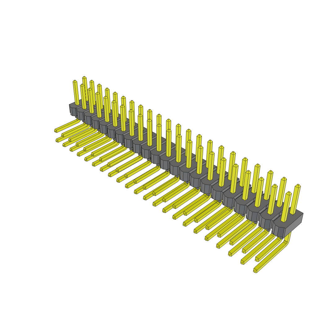 Samtec-TSW-122-22-G-D-RA Connector Headers and PCB Receptacles Conn Unshrouded Header HDR 44 POS 2.54mm Solder RA Side Entry Thru-Hole Bulk