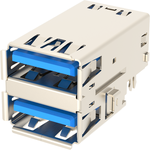 Amphenol Communications Solutions-GSB3115373FHR Connector USB Conn USB 3.0 Type A RCP 18 POS 2.5mm/2mm Solder RA Thru-Hole 18 Terminal 2 Port Tray