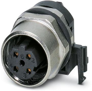 PHOENIX CONTACT-1436550 Sensor Accessories Bus System Flush-Type Connector, Socket, Ethernet, 4-Pos., M12 Speedcon, Shielded, D-Coded, Rear/Screw Mounting With M12 Thread, With Polarity Protection, With Angled Solder Connection