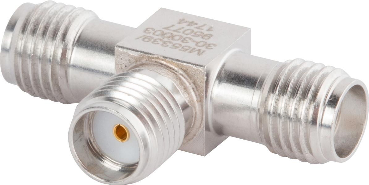 Amphenol SV Microwave-M55339/30-30003 RF-Steckverbinder Conn SMA Adapter 0Hz to 12.4GHz 50Ohm T Style (3)F Gold Over Nickel Tray