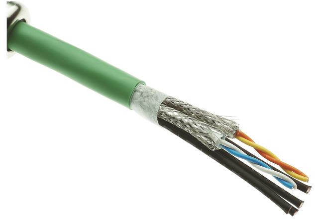 HARTING-09456000300 Cable multiconductor CAT5 Cable Foil/Braid Polyethylene/FRNC 8Conductors 22AWG/16AWG 10.3mm 150V Green Thermoplastic 100m