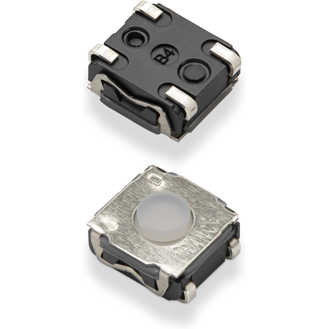 C&K-KSC222J LFS Switch Tactile Switch Tactile OFF Mom SPST Round Button J-Lead 0.05A 32VDC 1VA 2N SMD T/R