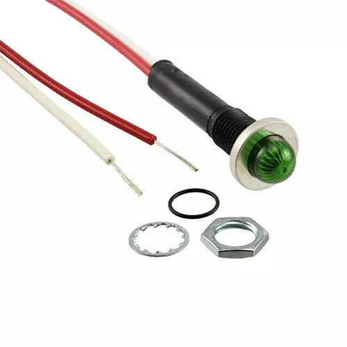 VCC (Visual Communications Company, LLC)-6091M5-24V Panel Mount Indicators Panel Mount Indicator Round 0.380" LED 24V Wire Green cURus