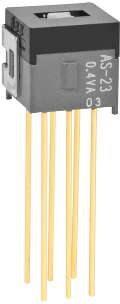 NKK Switches-AS23BH Switch Slide Switch Slide ON OFF ON DPDT Flush Slide 0.1A 28VAC 28VDC 0.4VA 50000Cycles PC Pins Bracket Mount/Through Hole