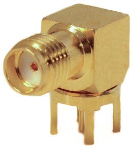 Mueller Electric-BU-1420701301 Connettore RF Conn SMA 0Hz to 18GHz 50Ohm Solder RA Thru-Hole RCP Gold