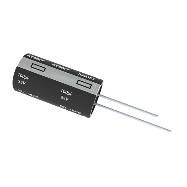 KEMET Corporation-ESY107M025AE3AA Kondensator, Aluminium Cap Aluminum Lytic 100uF 25V 20% (6.3 X 11mm) Radial 2.5mm 0.13 Ohm 0.41A 2000h 105°C Bag