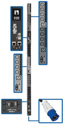 Eaton-PDU3EVSR6G60 Stromverteilungseinheit PDU Switched 208V/240V 16A Vertical Rack Mount