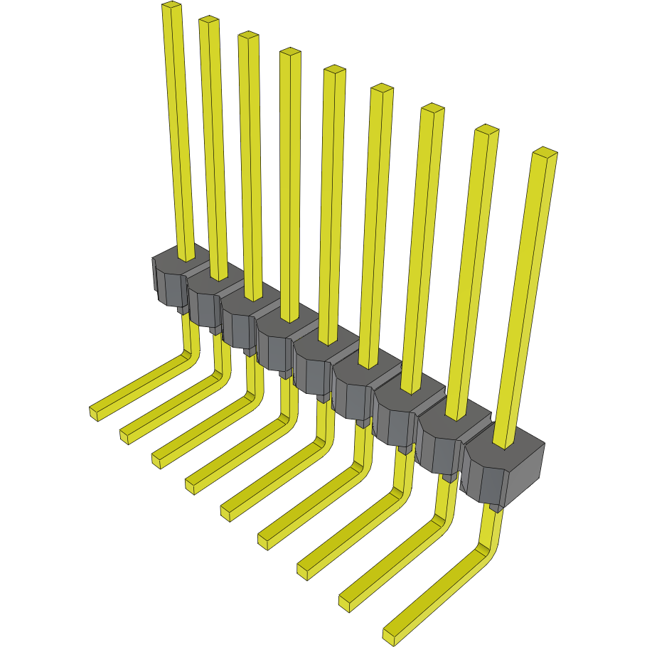 Samtec-MTSW-109-12-T-S-540-RE Cabezales del conector y receptáculos PCB Conn Unshrouded Header HDR 9 POS 2.54mm Solder RA Side Entry Thru-Hole Bulk
