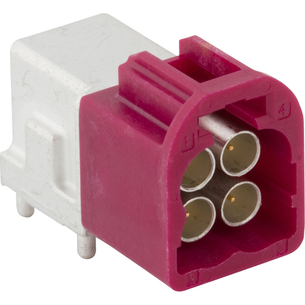 Amphenol RF-FM4-NDRP-PCB-1 | AUTOMATE® Type A Mini-FAKRA Connector RF Conn Mini-FAKRA quad port PCB through hole RA Pl