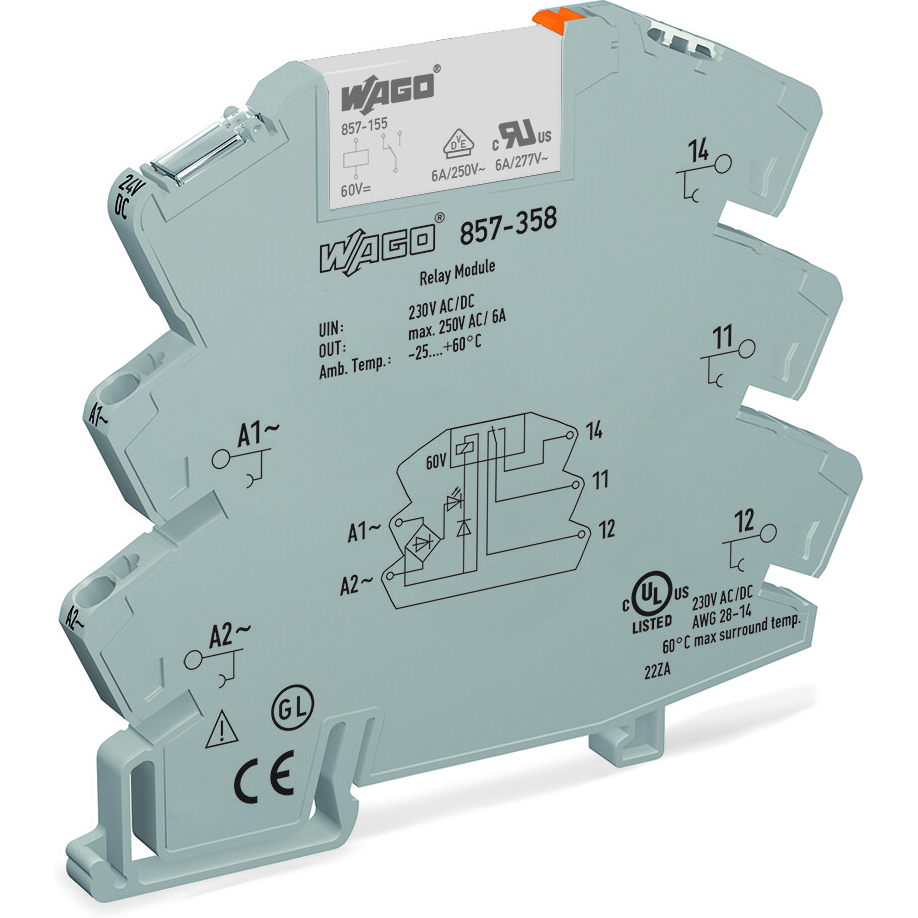 WAGO-857-358 Autres relais Electromechanical Relay 230VAC 6A SPDT Socket Miniature Switching Relay
