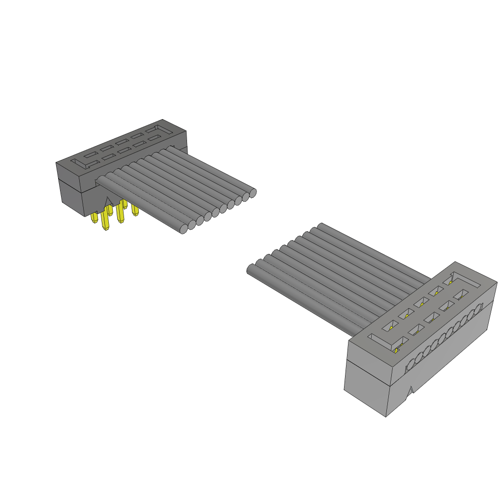 Samtec-TCMD-05-T-02.00-01-RW Flachband Kabelbaugruppen Cable Assembly 0.05m 28AWG 1mm 10 to 10 POS IDC Connector to IDC Connector F-M TIGER EYE™ Clamshell