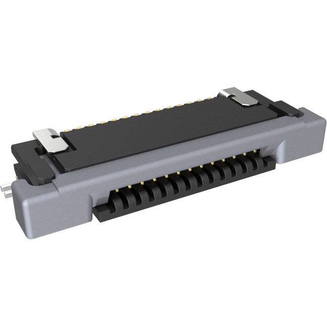 Amphenol Communications Solutions-SFV14R-3STBE1HLF Raccordement FCC-FPC 0.50mm Flex Connector, SFV-R Series, 14 Position, Bottom Side Contact, Side Entry Surface Mount ZIF Connector, Halogen Free, Lead Free with Cable-Lock, Gold Flash