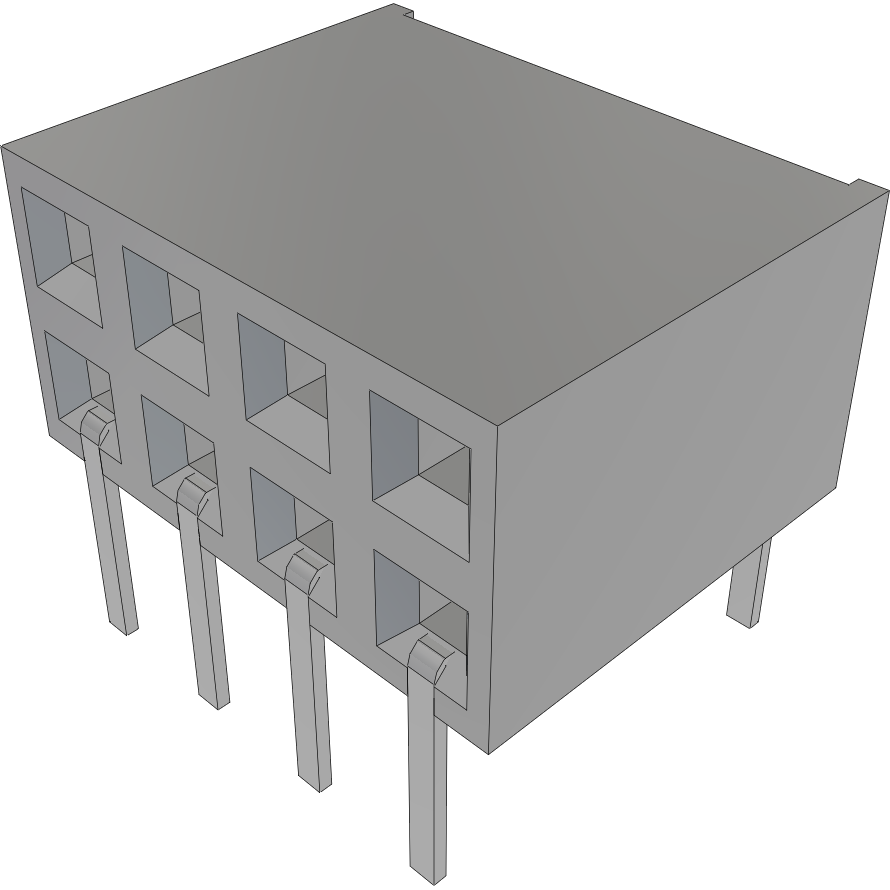 Samtec-BCS-104-T-D-HE Piastre connettori e prese PCB Conn Socket Strip SKT 8 POS 2.54mm Solder RA Side Entry Thru-Hole TIGER CLAW™ Tube