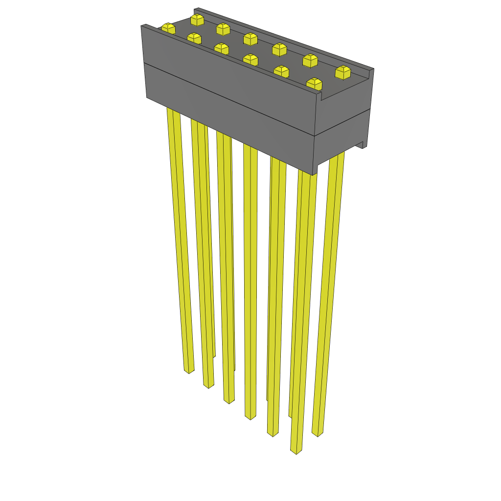 Samtec-ZW-06-13-T-D-200-1025 Cabezales del conector y receptáculos PCB Conn Board Stacker HDR 12 POS 2.54mm Solder ST Top Entry Thru-Hole Bulk