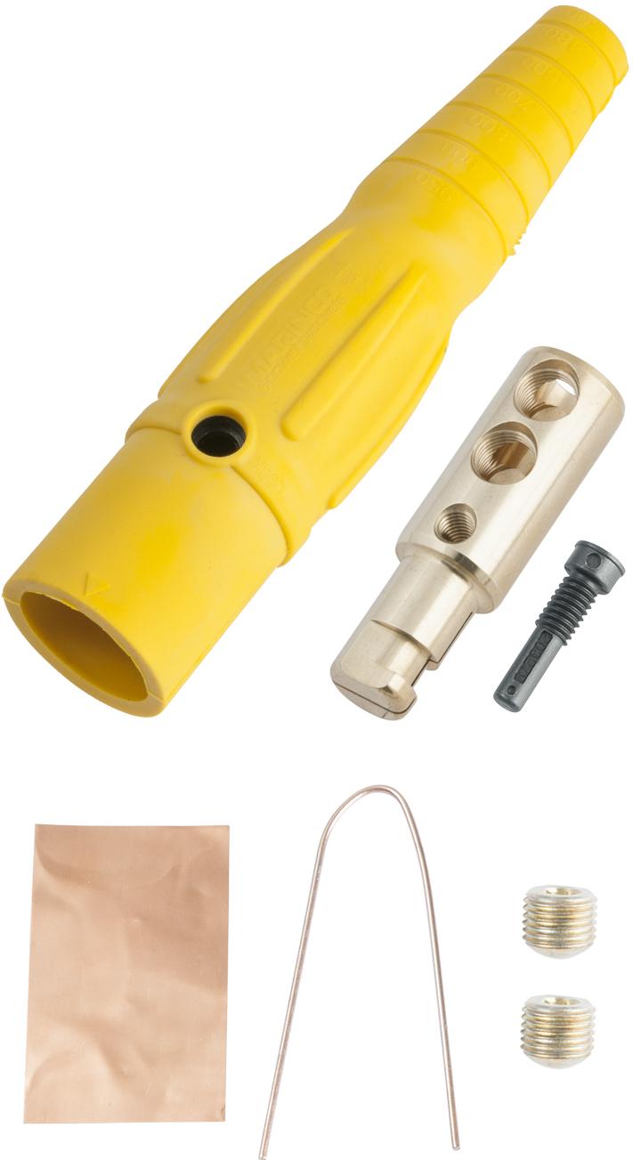 Marinco-CLS2MB-H Steckverbinder CLS Series Inline Single Pin Connector (400A / 600V) #6 - #2 AWG Male - Yellow (H)