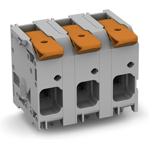 WAGO-2616-1357 Connector Terminal Blocks PCB terminal block, lever, 16 mm2, Pin spacing 15 mm, 7-pole, Push-in CAGE CLAMP, 16,00 mm2, gray