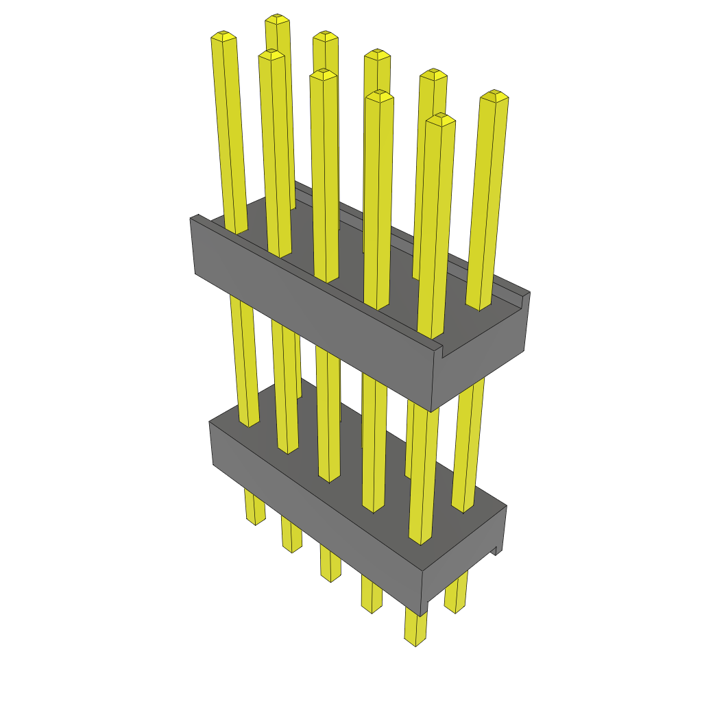 Samtec-ZW-05-11-G-D-500-140 Cabezales del conector y receptáculos PCB Conn Board Stacker HDR 10 POS 2.54mm Solder ST Top Entry Thru-Hole Bulk